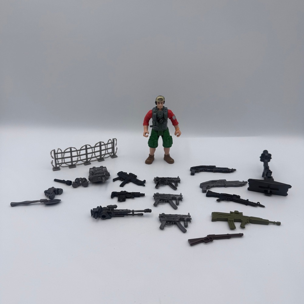 Military Action Figure Soldier with Tactical Gear Weapons and Accessories Lot